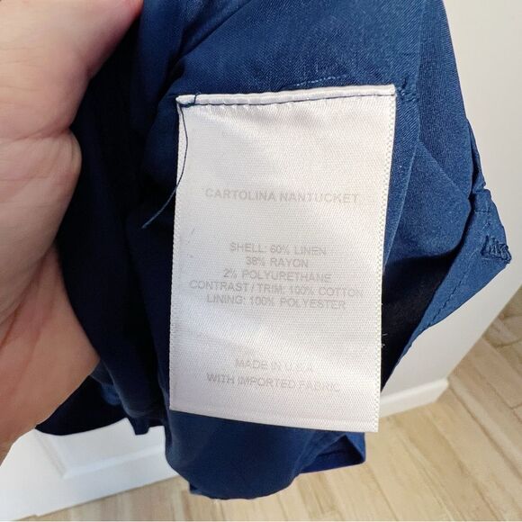 Cartolina Nantucket Sarah Dress Blue Linen Embroidered Size XS - Picture 16 of 16